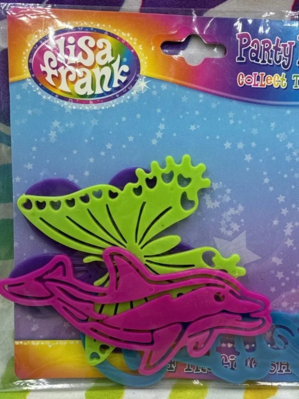 Vintage Lisa Frank Party Favors – 4 Tracing Shapes (Butterfly, Dolphin, Flower)